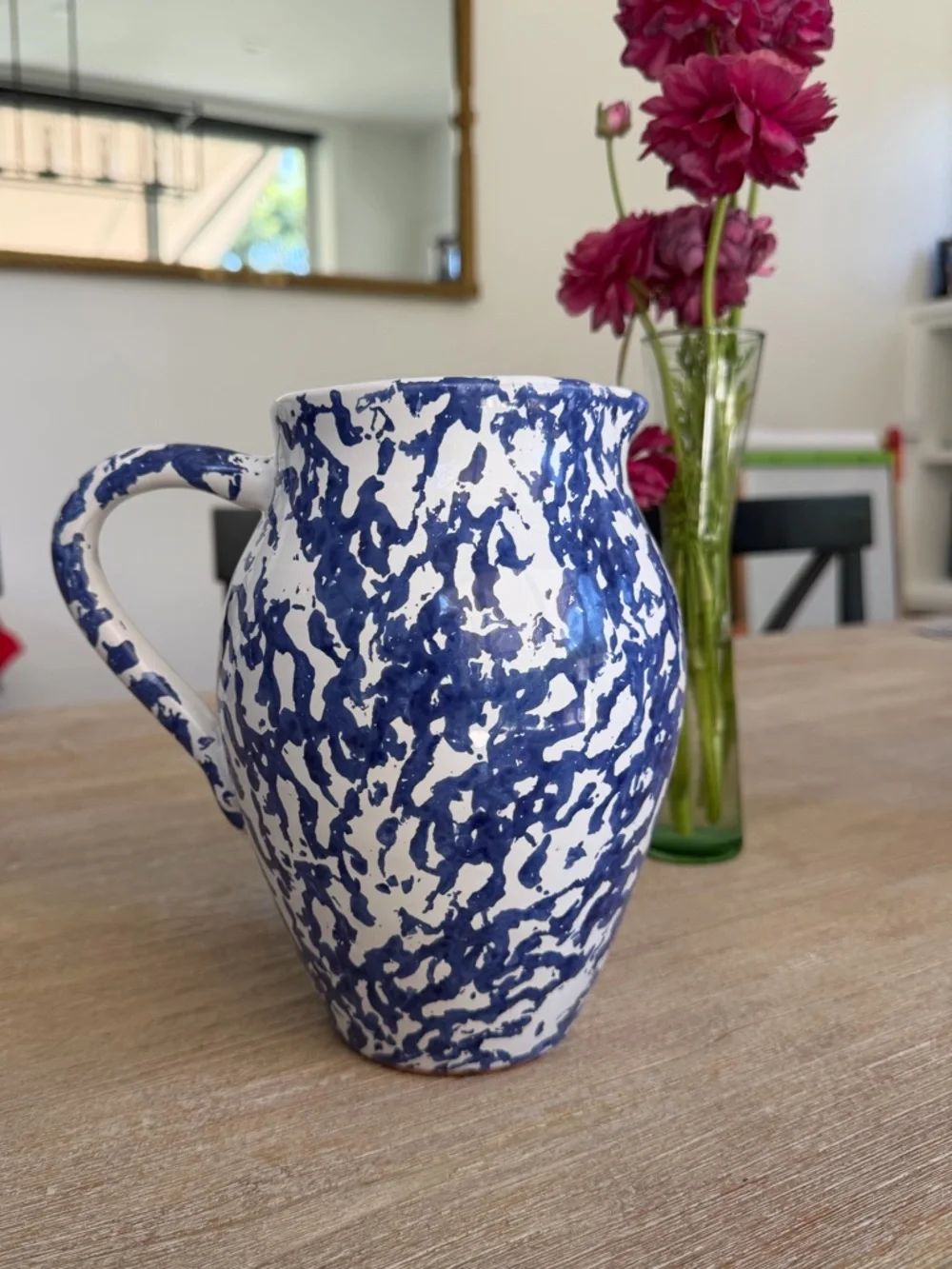 🌱 Vintage Pier 1 Imports Blue And White Pitcher Country Cottage Ceramic Jug